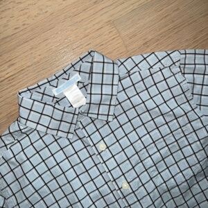 Janie and Jack NWOT cotton blue brown plaid long sleeve kids size 7 button up